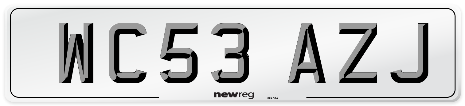 WC53 AZJ Number Plate from New Reg
